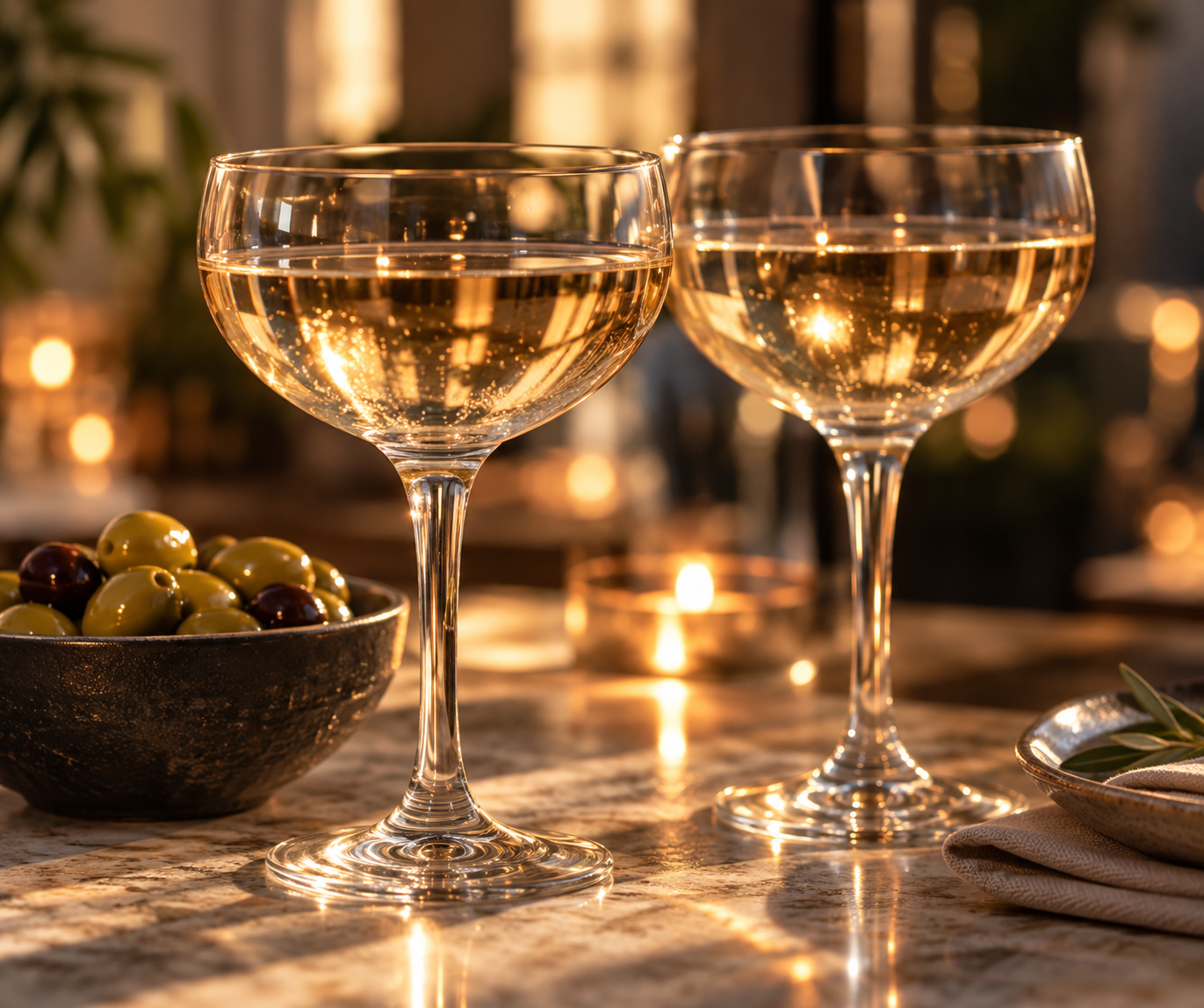 Twee bijzondere glazen op een gedekte tafel
